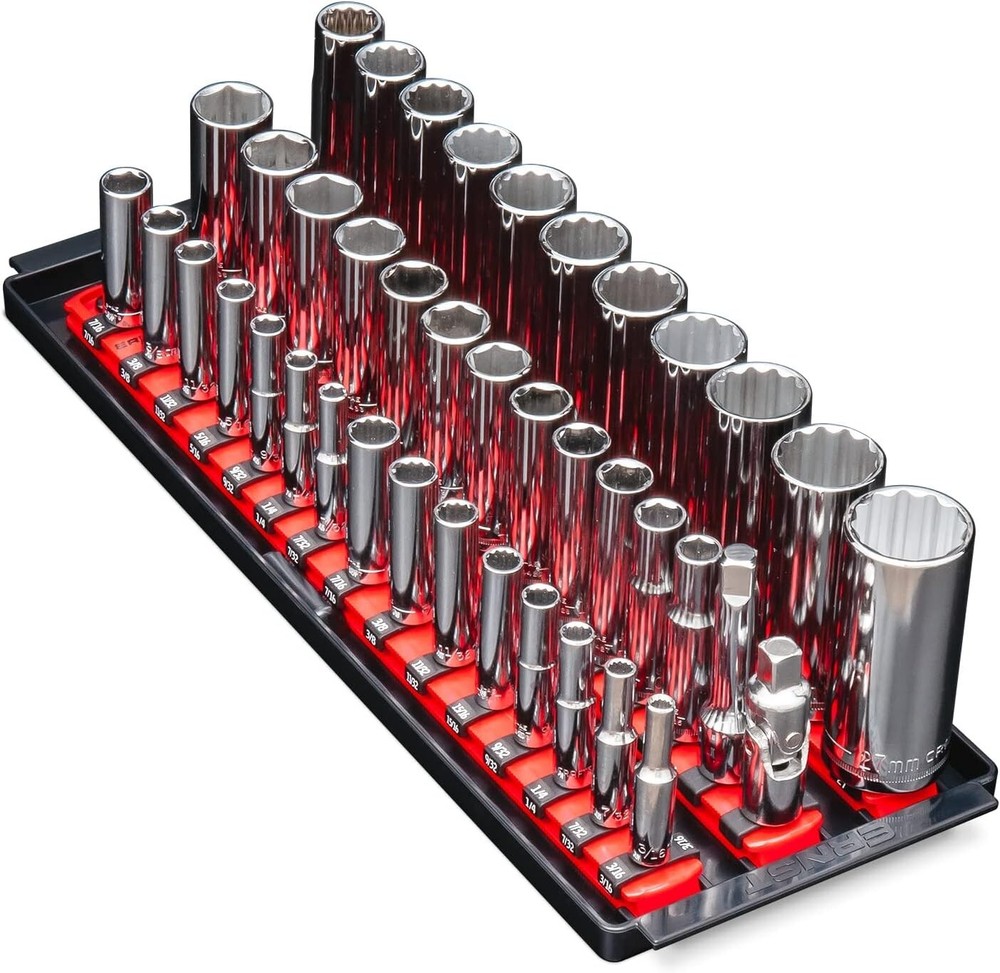 8490 Socket Boss A Versatile 3-Rail Multi-Drive Socket Organizer Tool Tray