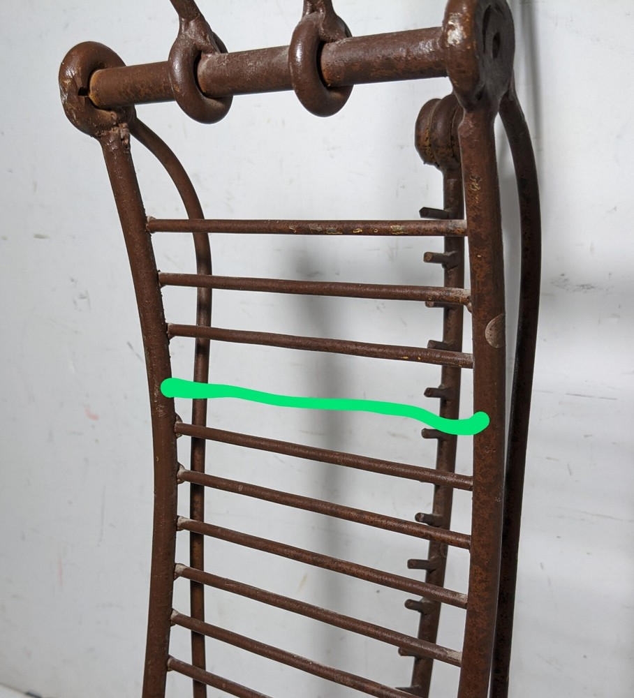 Vintage Rustic Wrought Iron Sculptural CD Storage Display Rack Stand Handle