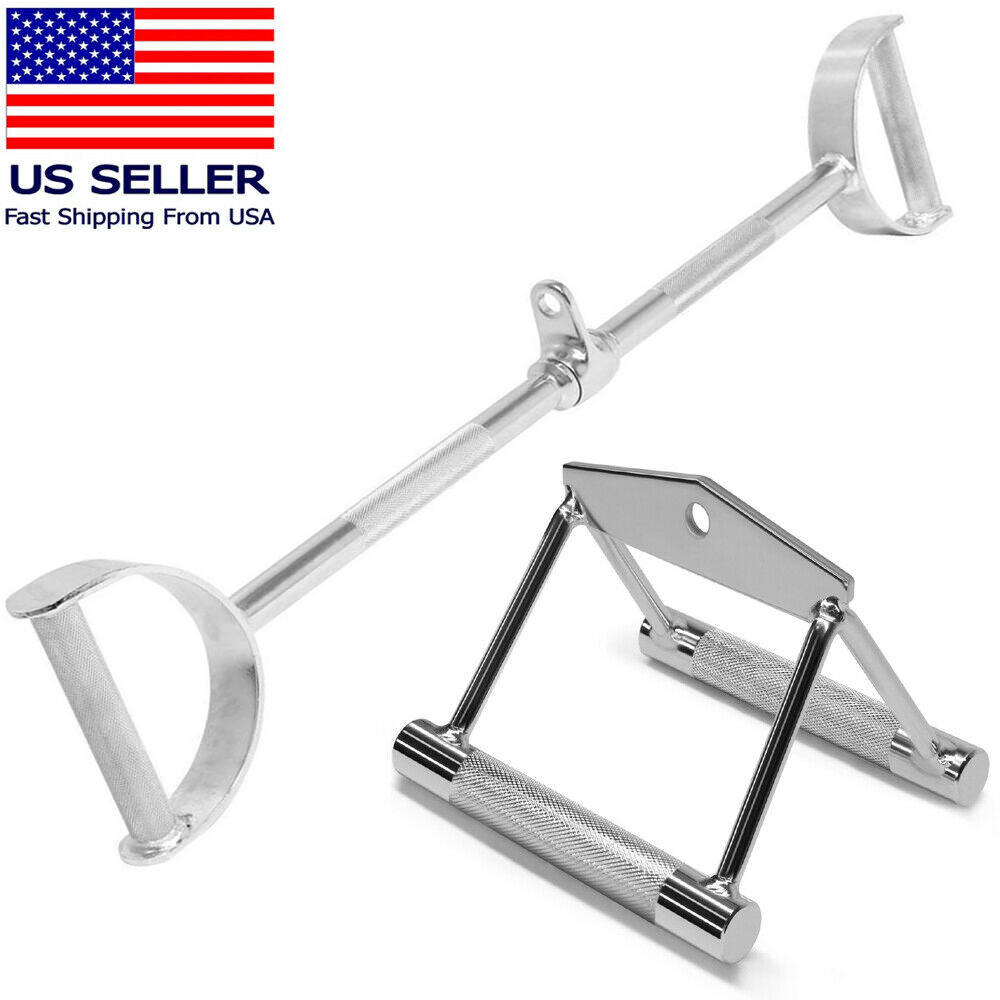 Home Gym Cable Attachment Handle Machine Strength Exercise Chrome Press Down LAT