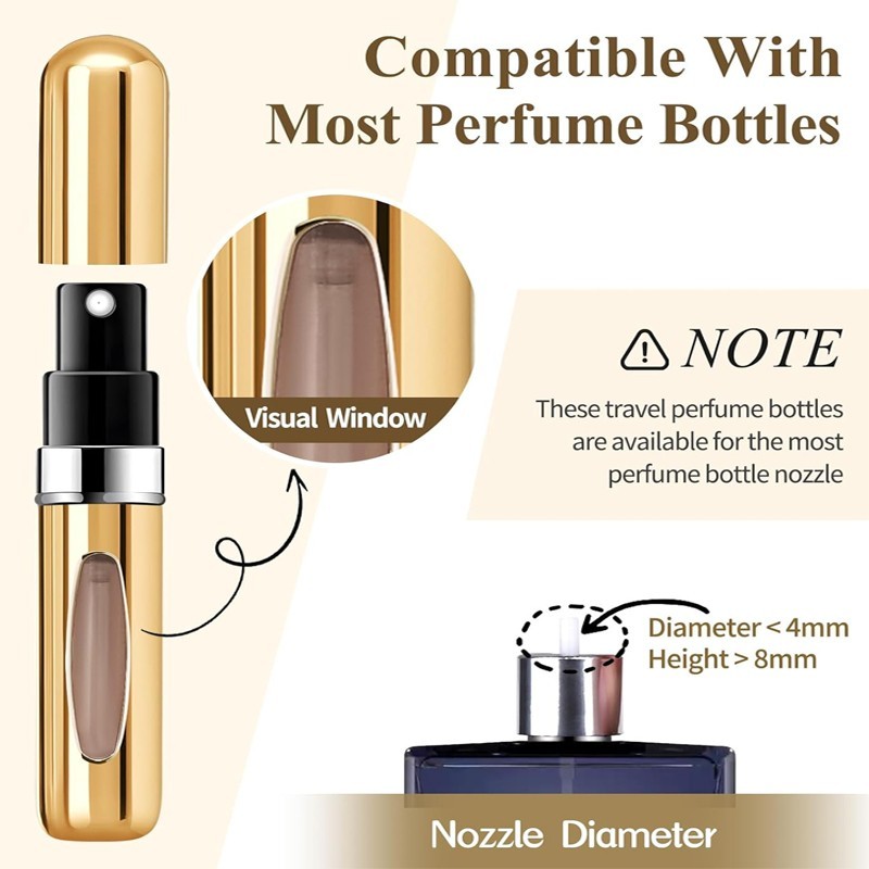 4Pcs 5ml Perfume Atomizer Refillable Travel Spray Bottle Portable Mini