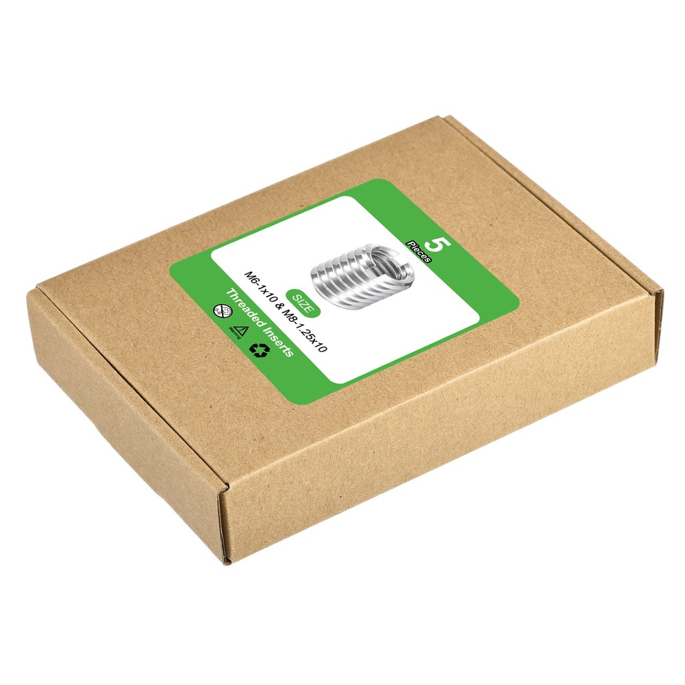 5Pcs Threaded Inserts, M6-1x10 & M8-1.25x10 Thread Repair Insert