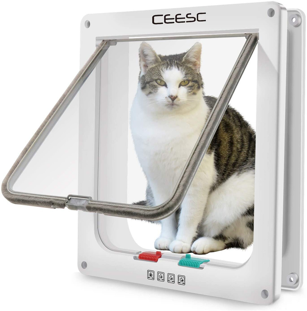 Extra Large Cat Door (Outer Size 11"X9.8"), Weatherproof, White, ABS Material, 4