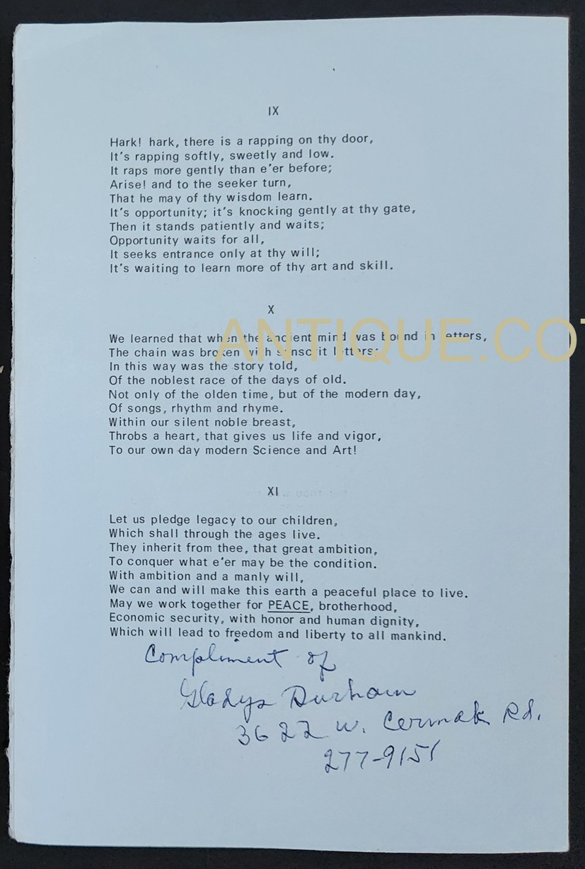 1970 vintage MESSAGE to MY PEOPLE signed GLADYS DURHAM intro margaret burroughs