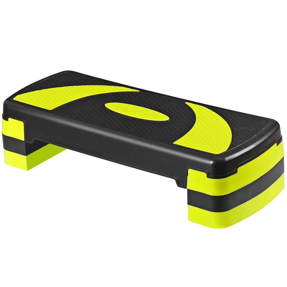 31" Adjustable Exercise Step Platform, 3-Level Height Non-Slip Surface Yellow