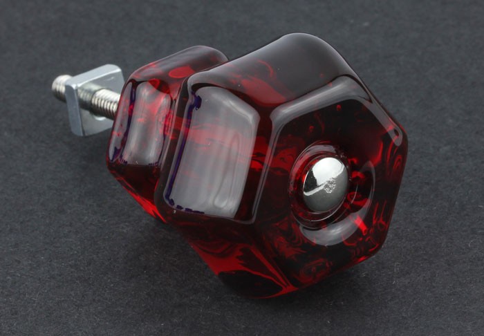 (5 Pack) 1-1/2 inch Antique Glass Knob Ruby Red