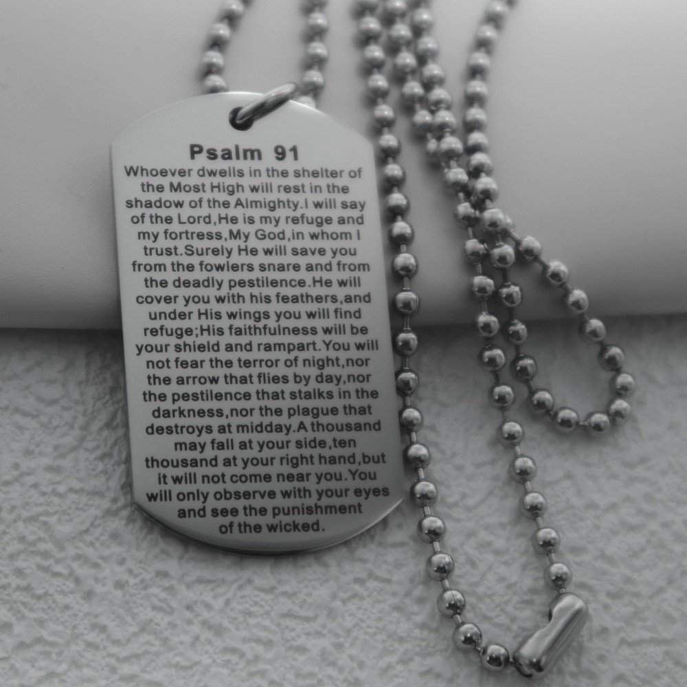 Christian Scripture Religious Dog Tag Necklace,Catholic Bible Verse Baptism C...