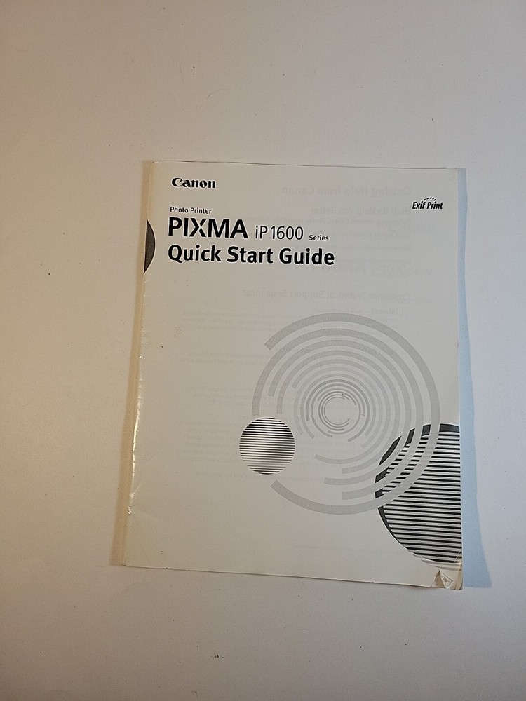 Canon Pixma iP 1600 Quick Start Guide