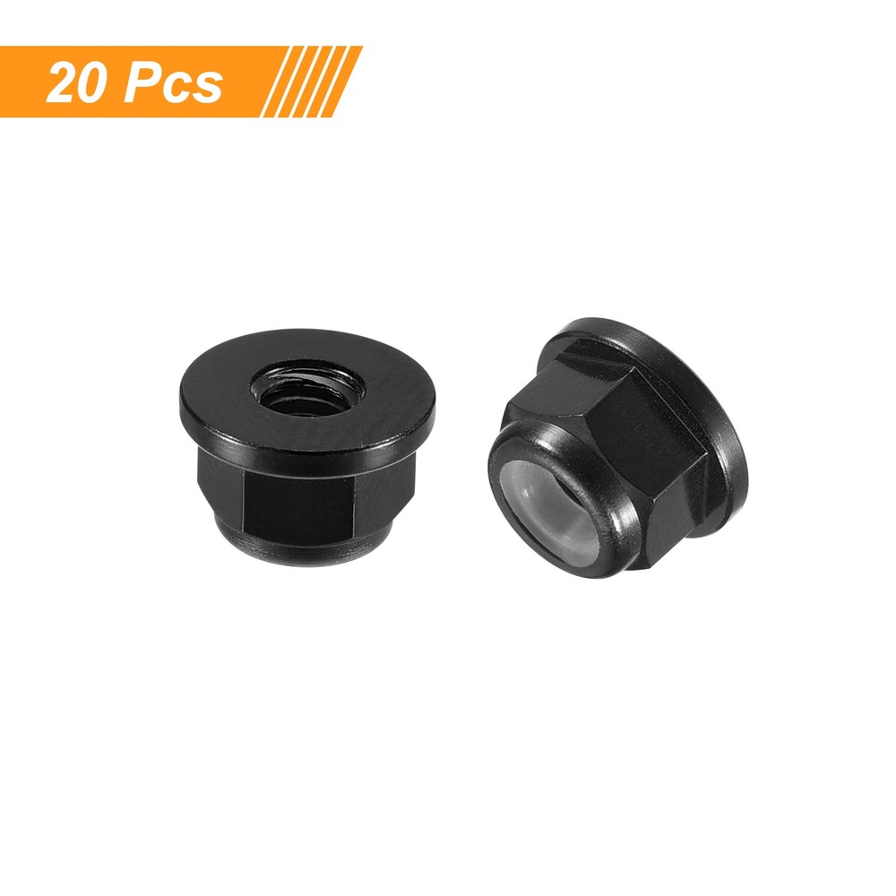 Nylon Insert Hex Lock Nuts, 20pcs - M2.5x0.45mm Self-Locking Nut(Black)