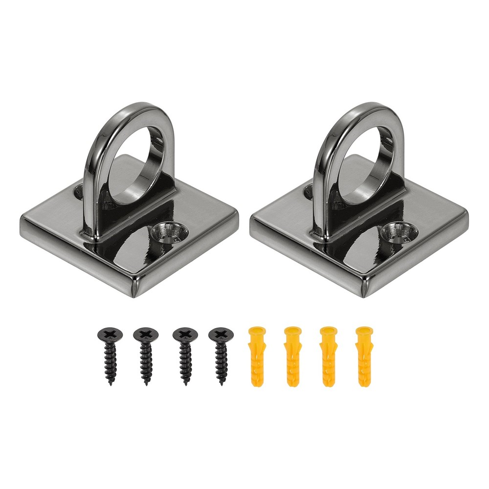 2 Pcs Eye Plate Hook, for Ropes Chains Hanging Signs, Black