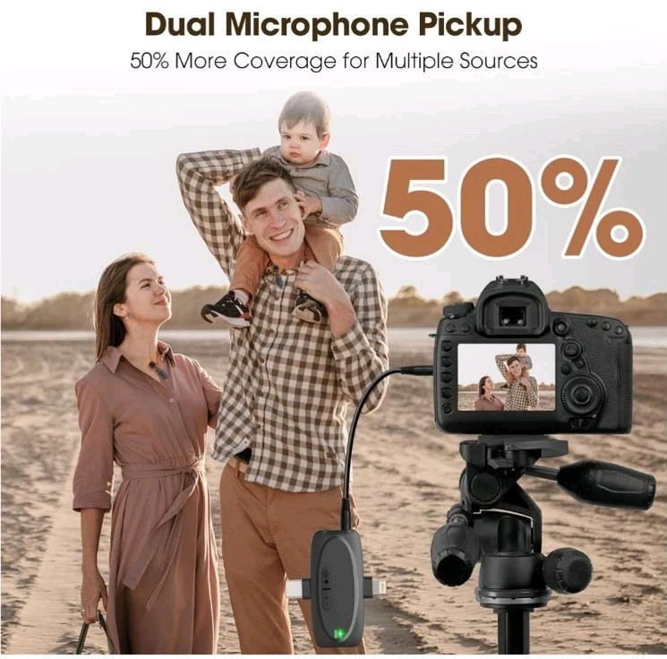 V10 Wireless Lavalier Microphone for iPhone iPad Android with Charging Case