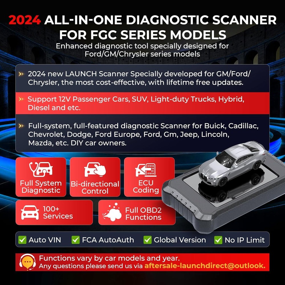LAUNCH X431 Creader Elite 2.0 FGC Coding Scanner Diagnostic for Ford/GM/Chevy