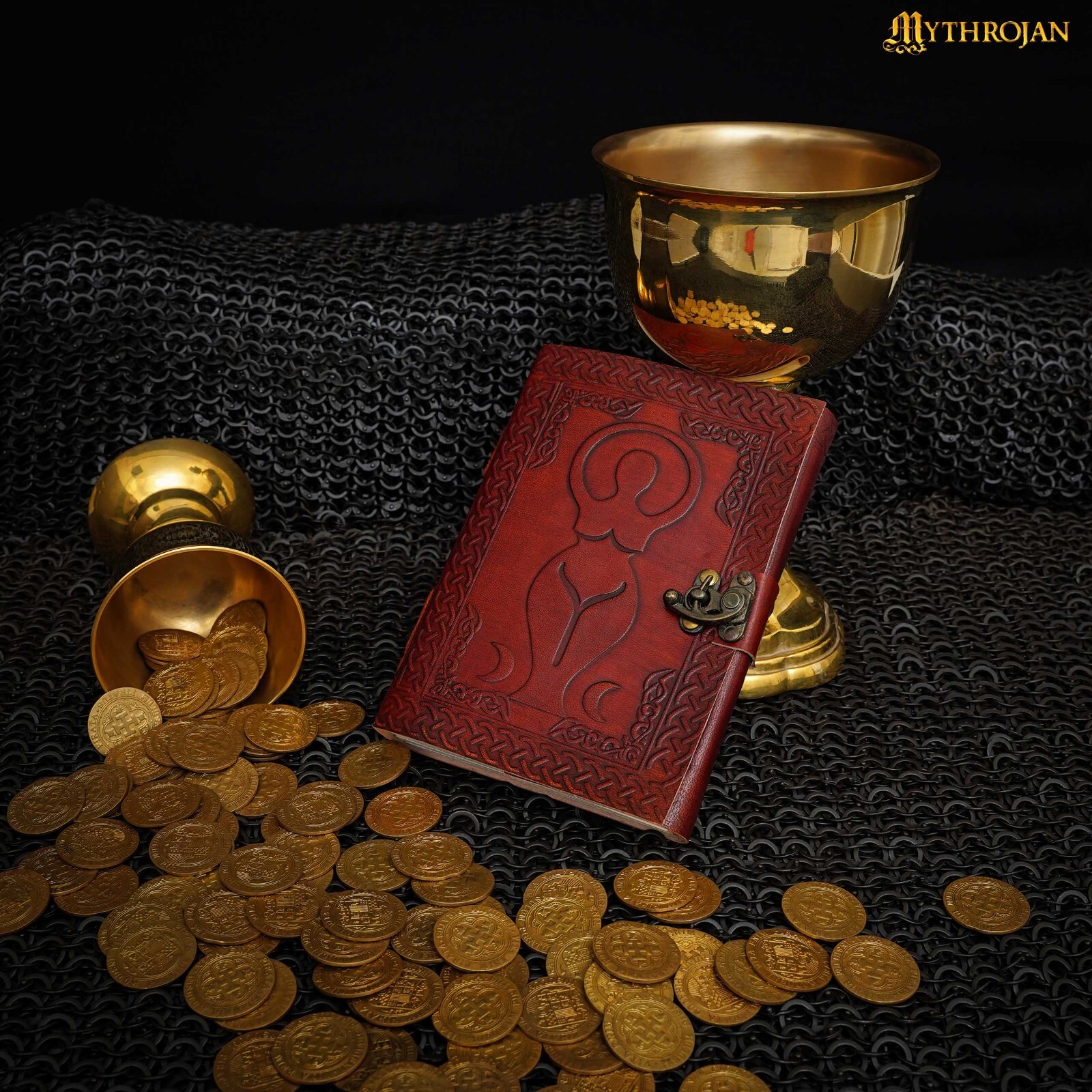 Medieval Leather Journal with Lockable Closure Diary Paper Notebook Book Brown