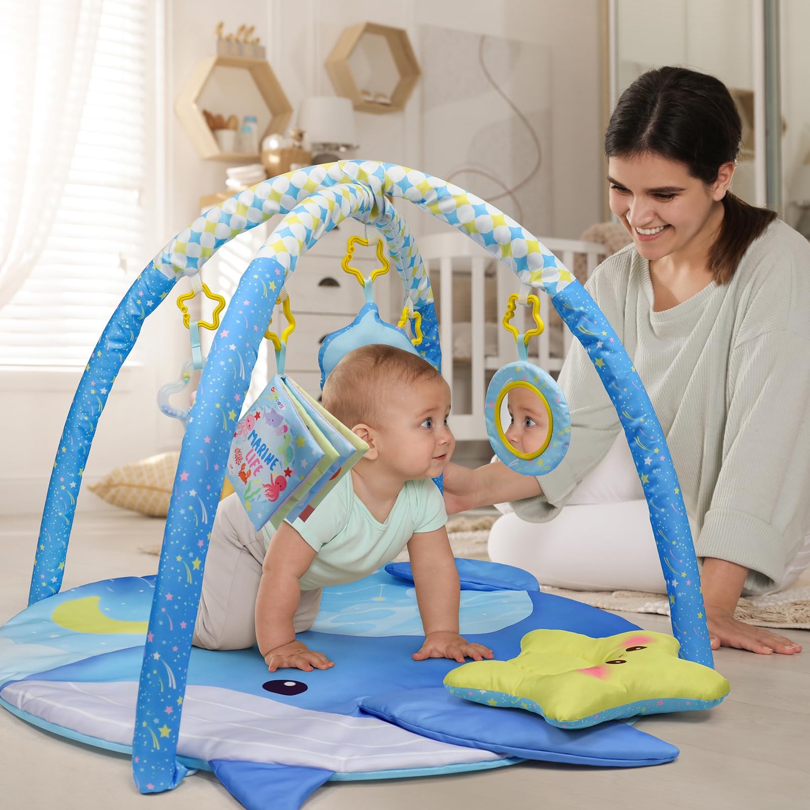 31x31inch Baby Play Mat, Activity Baby Play Gym with Arch, Playmats & Floor G...