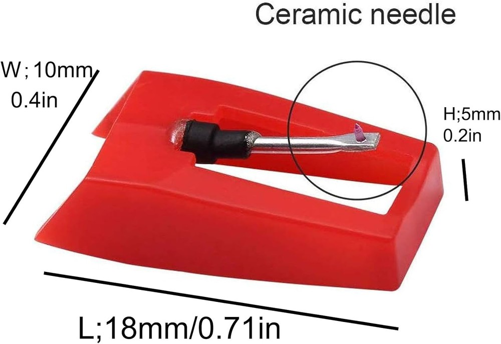 4 Pack Ruby Record Player Needle Turntable Stylus Replacement for ION Red