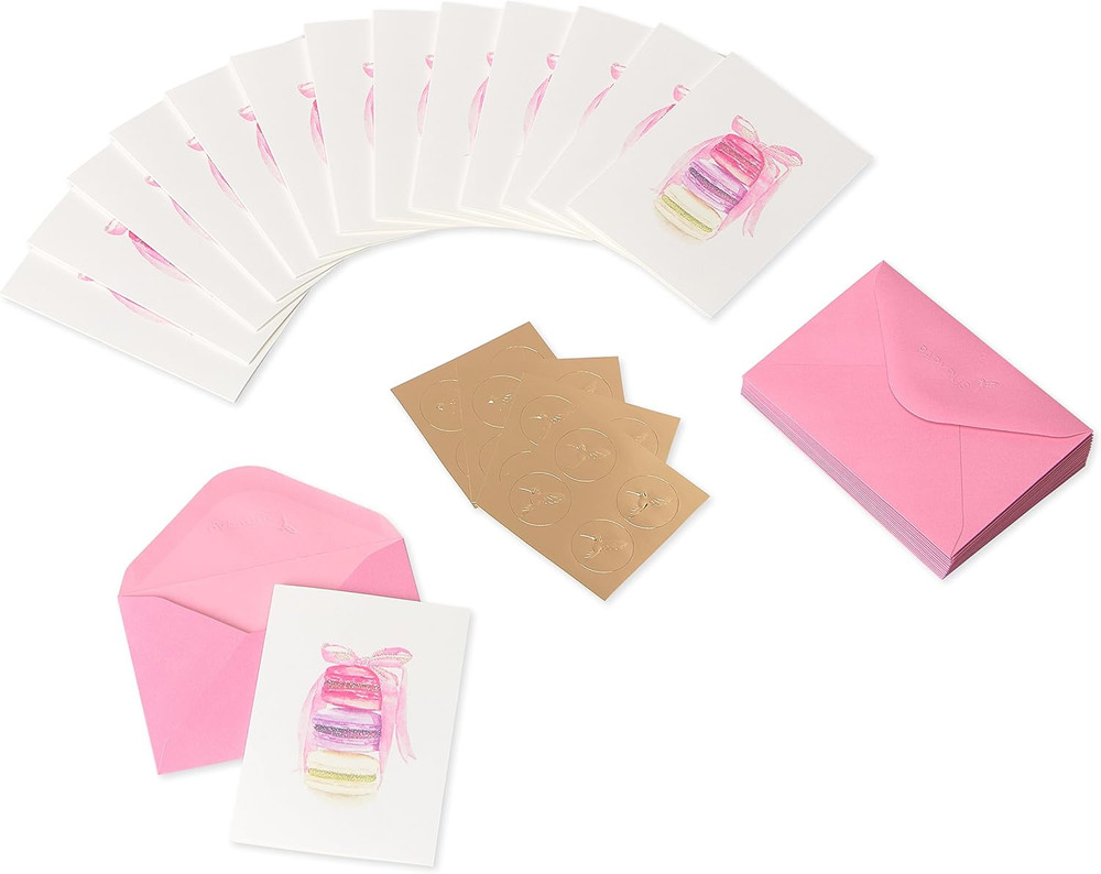 Papyrus Stack of Macarons Boxed Blank Note Cards with 14 Count Macaron New