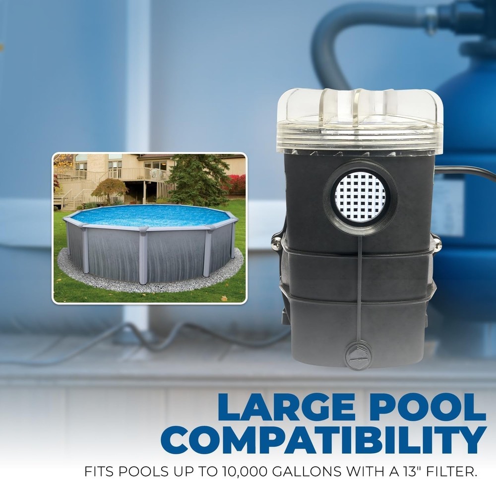 High Flow 2400GPH 3/4HP Self-Priming Pool Pump - Quiet & Efficient Circulation