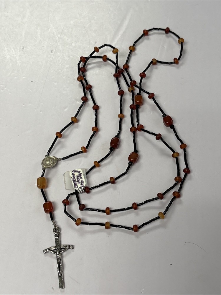 Camelian Stone Extra Long Rosary ~ READ DESCRIPTION