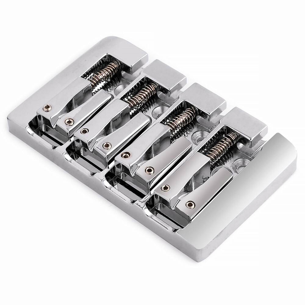 4 String Bass Bridge A Style Top Load and String Through Body Tailpiece Chrome