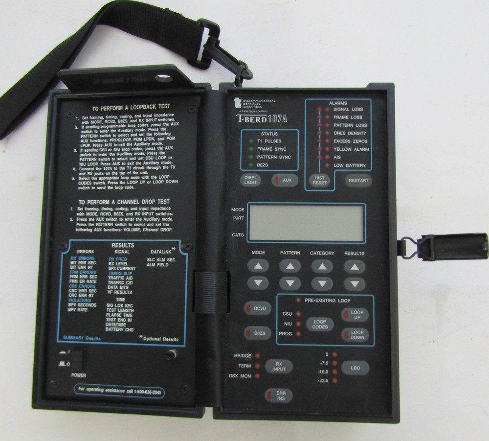 Telecommunications Techniques Corp. T-Berd 107A T-Carrier Analyzer Tester & Case