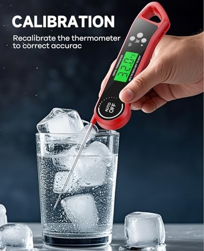 Meat Thermometer Digital, Instant Read Thermometer with Backlight, red