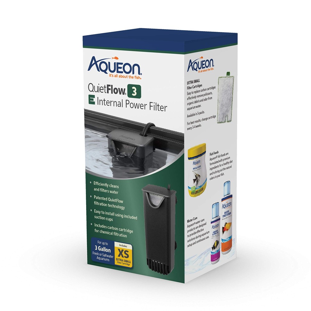 Aqueon QuietFlow E Internal Filter 3 Gallon Multicolored Efficient Aquarium F...