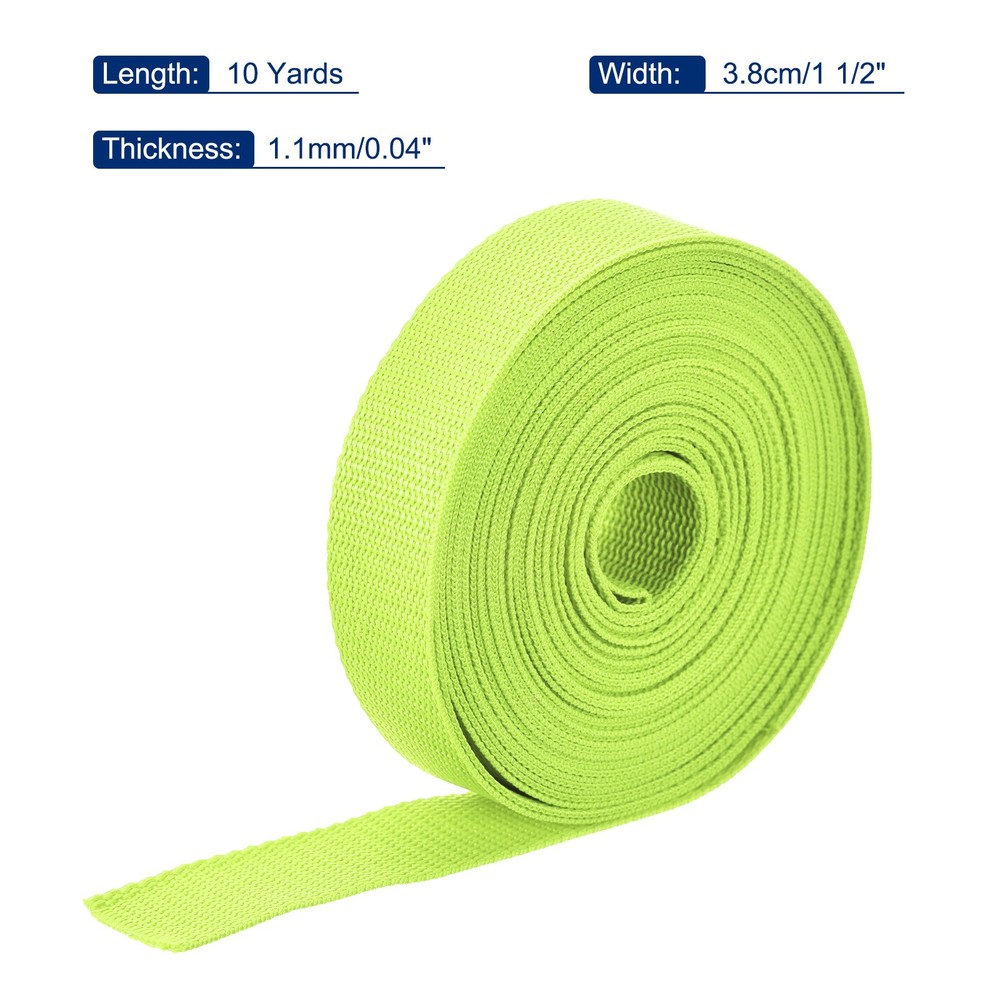 Lightweight Polypropylene Webbing Strap 3.8cm 10 Yard Lime Green