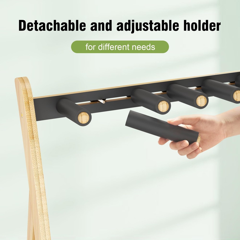 Guitar Stand Rack, Multi-Guitar Display Rack Adjustable Bamboo Guitars Holder...