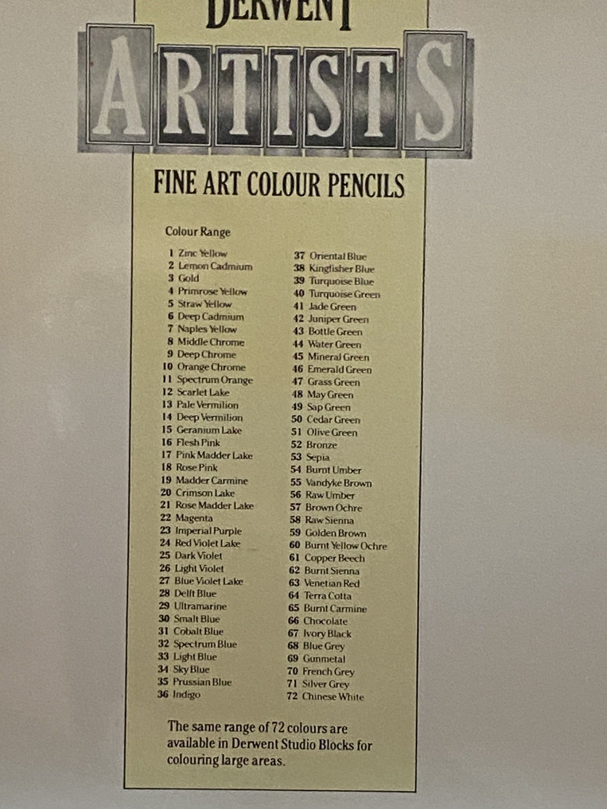 Rexel Cumberland Derwent Artist Pencils 72 Complete Set