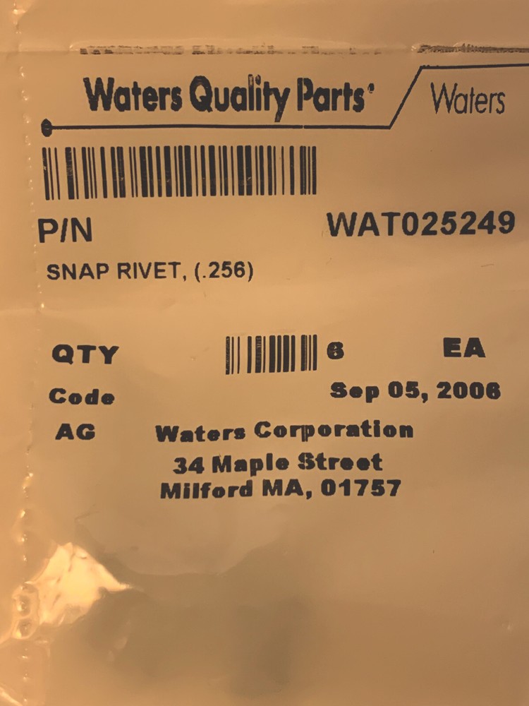 Waters Quality Parts WAT025249 Snap Rivet .256 Code AG Quantity 6 NEW