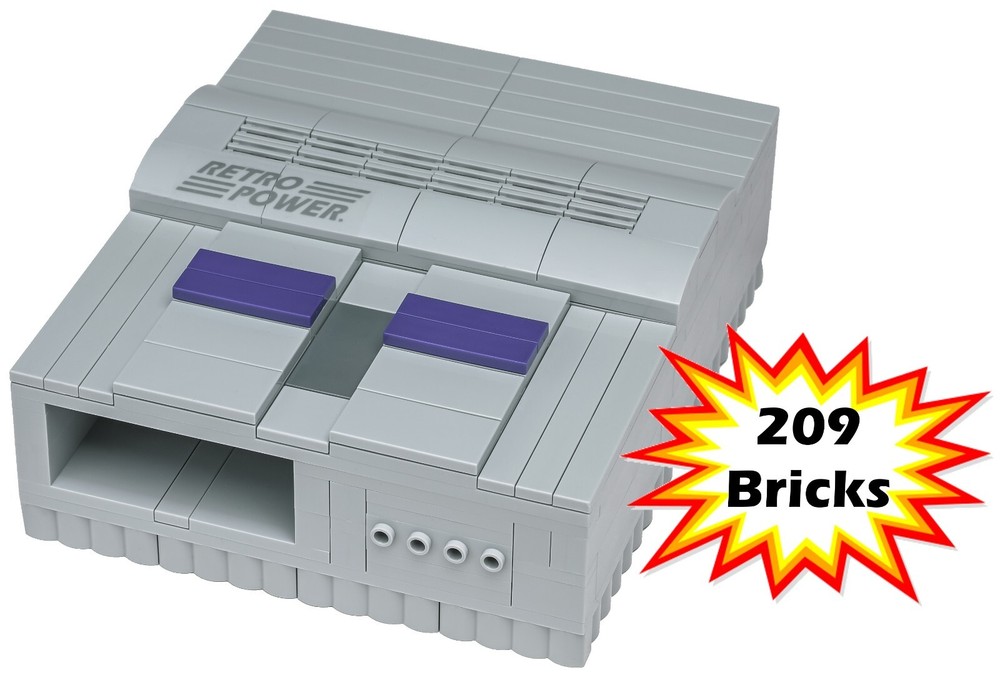 SNES Lego-Compatible Raspberry Pi 4B, 3B, 3B+, 2B Case (209 Bricks)