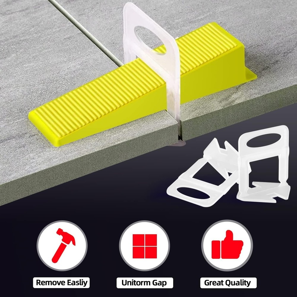 1/16" Tile Leveling System Spacers 2000 PCS Tile Leveling Clips Kit Prevent T...