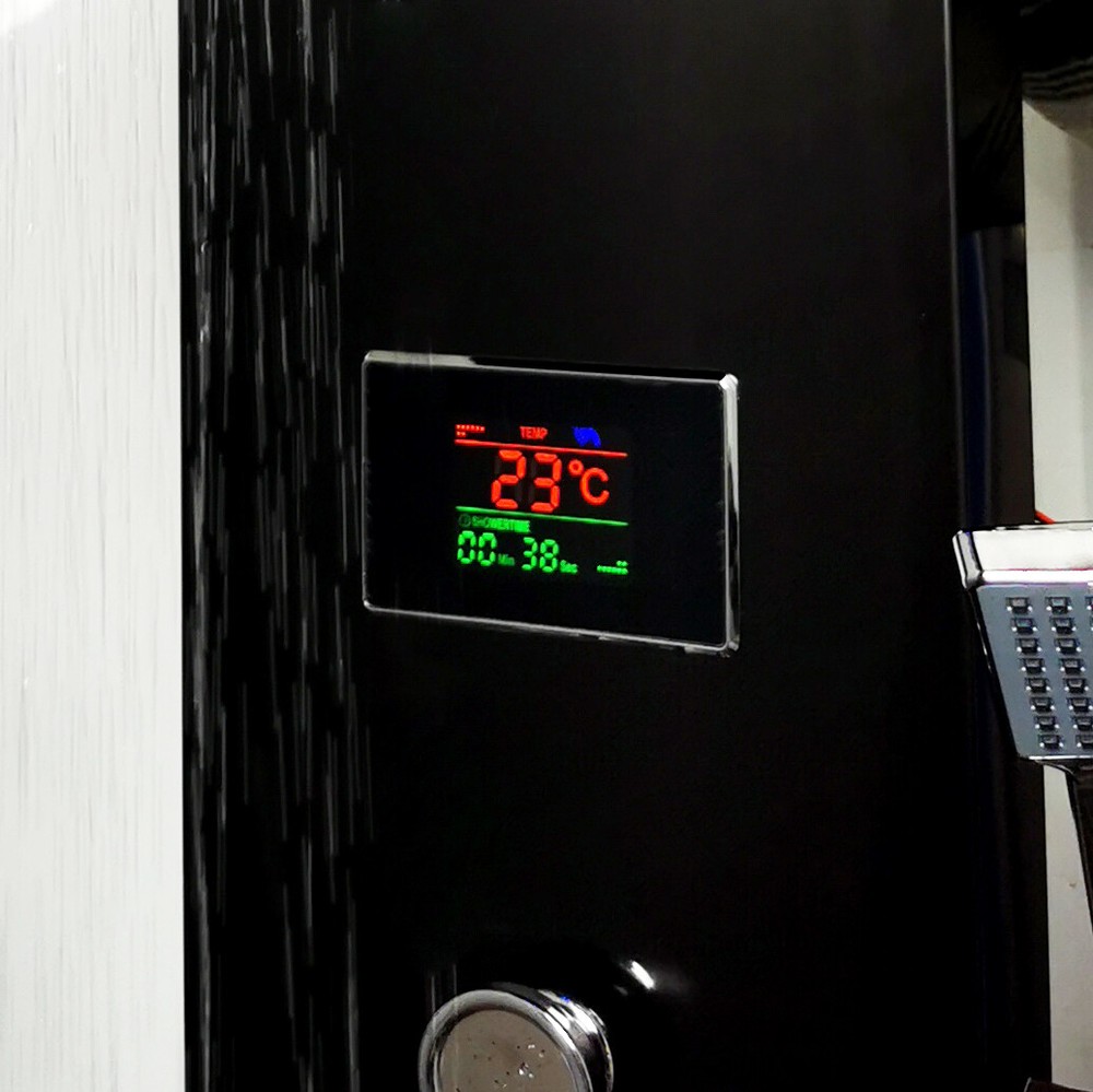 Bathroom Brushed Black ELD Massage Jets Shower Panel Digital Column Faucet Set