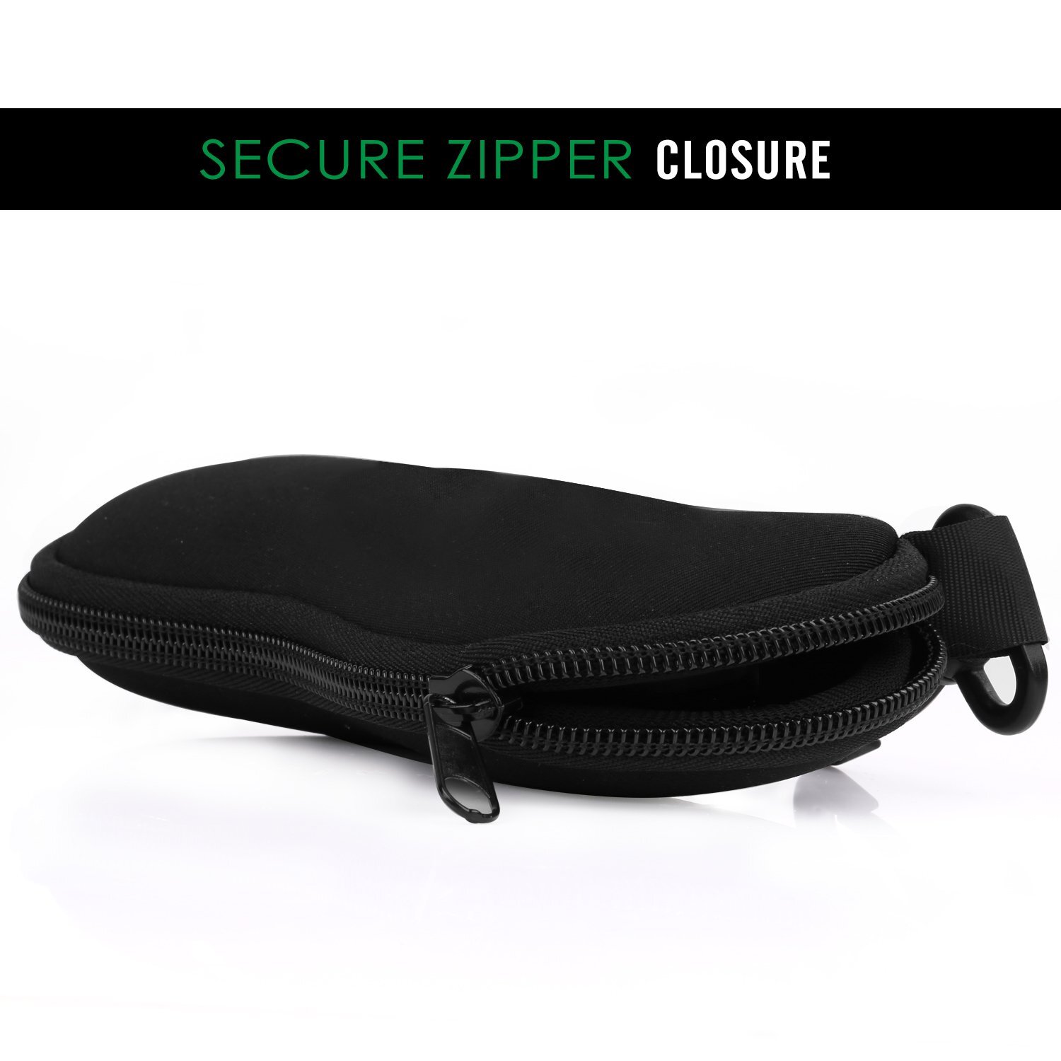 MoKo Eyeglass Soft Case, Zippered Neoprene Sunglasses Pouch w/Clip for Men Women