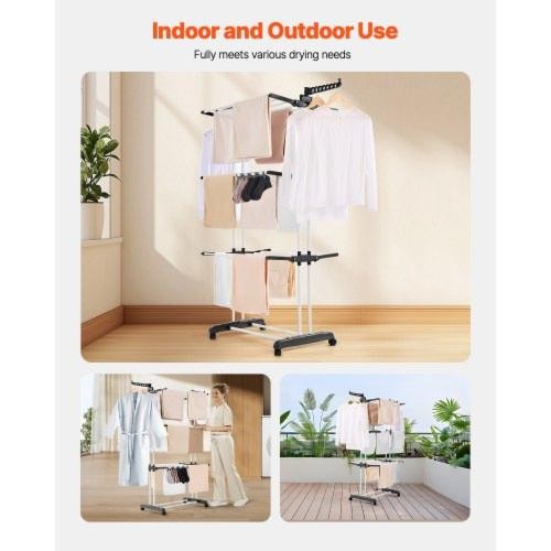 Clothes Drying Rack 4Tier Foldable Laundry Dryer Rack Metal Drying Racks