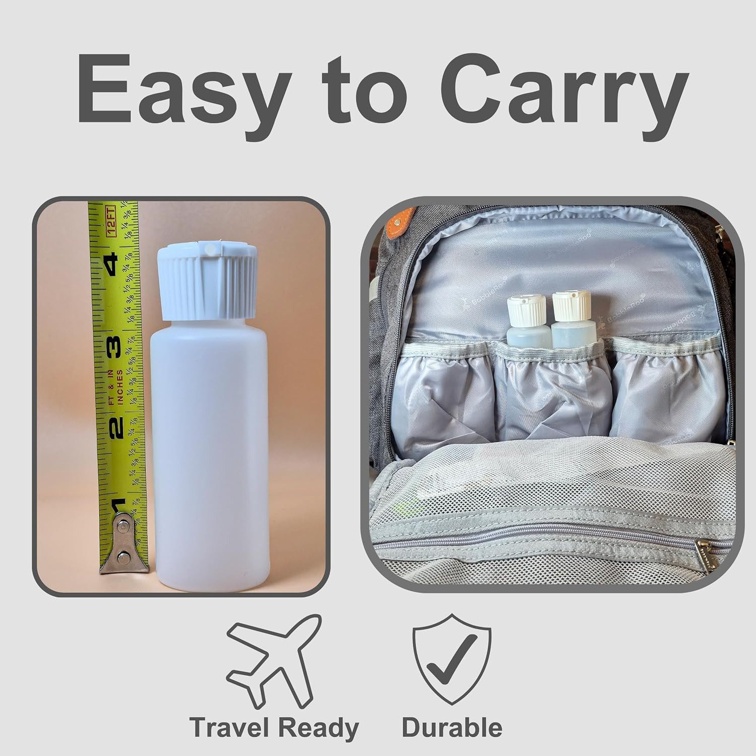 Translucent Squeeze Plastic Bottles with Flip Top Caps, 2 Oz TSA Approved, Set o