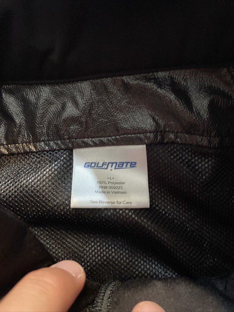 GolfMate Large Black 1/4 Zip Mock Neck Pullover Windbreaker Golf Jacket Pockets