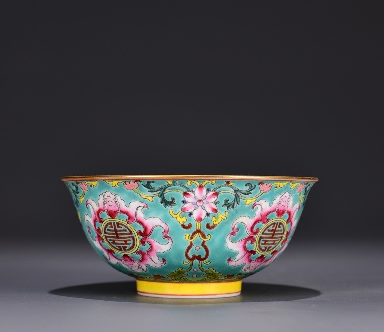 5.9'' YongZheng Marked Enamel Colour Porcelain bat flower pattern Bowl Bowls