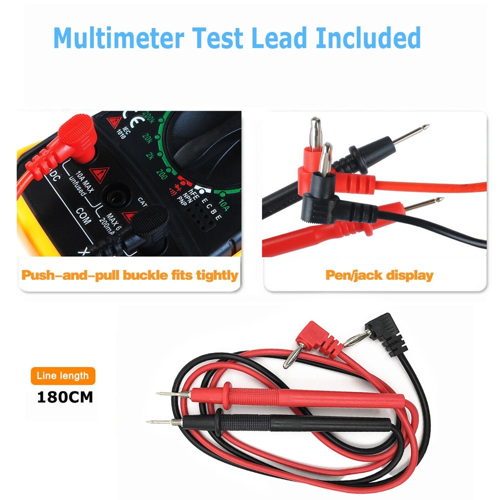 LCD Digital MULTIMETER Voltmeter Ammeter Ohmmeter Volt AC DC Tester Leads Meter