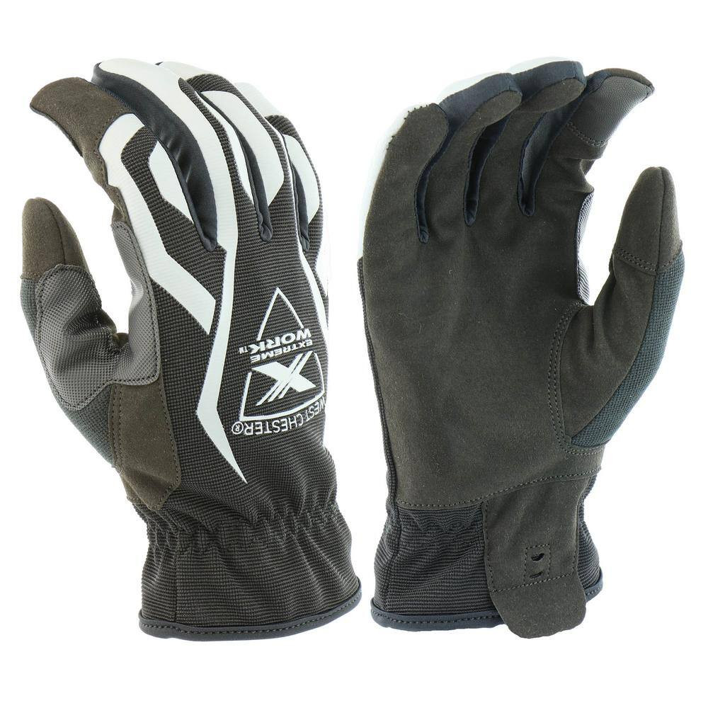Extreme Work Large Black/Gray Multi-Purpose Performance Synthetic Leather Work G