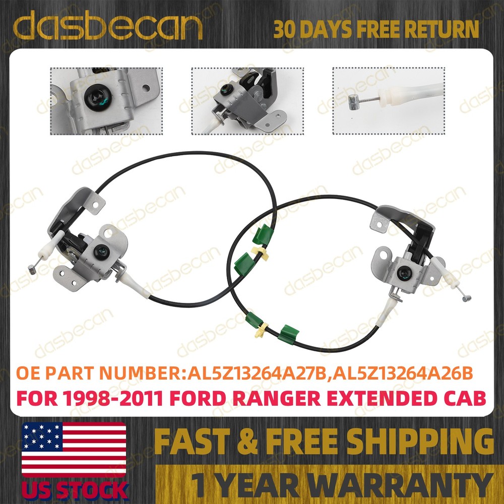 Pair Rear Left & Right Upper Door Lock Latch w/Cable For Ford Ranger 1998-2011