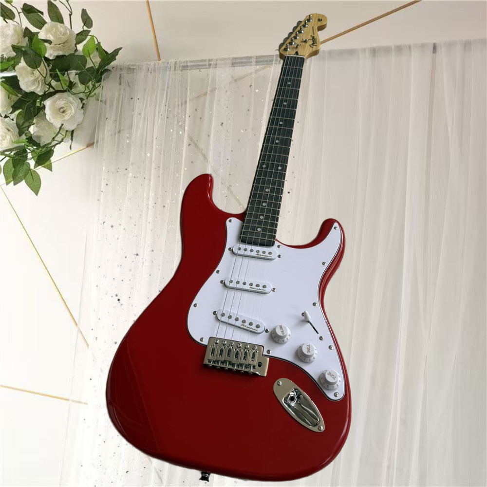 エレキギター、新品、色赤色、送料無料、空輸、高品質、音質優美、6弦