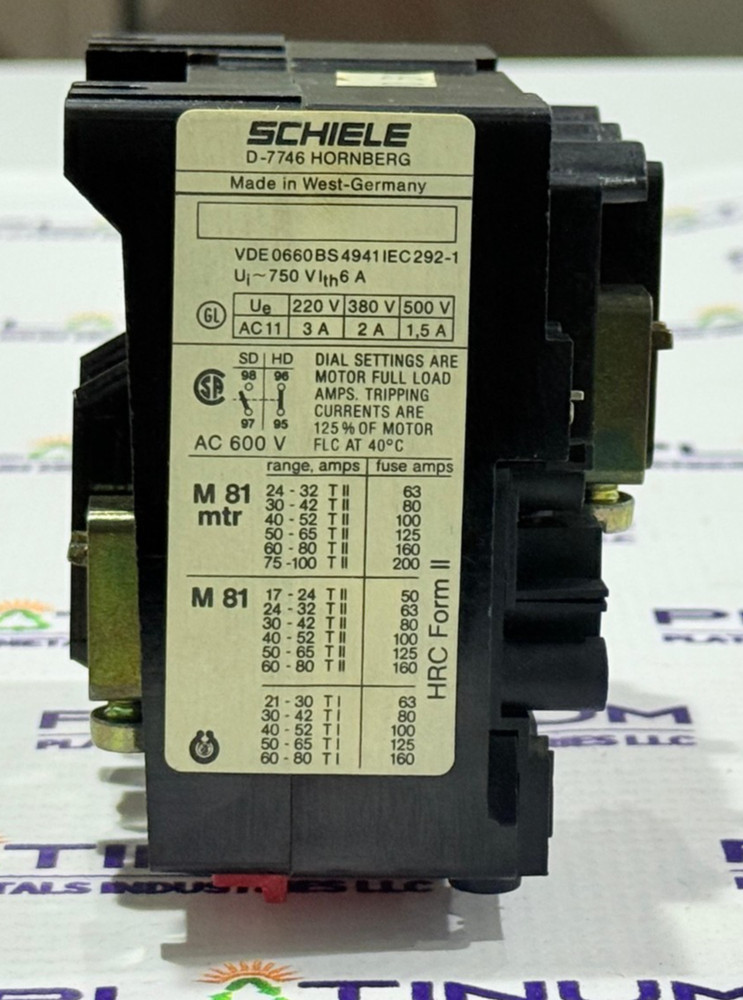SCHIELE M81 THERMAL OVERLOAD RELAY 30-42A