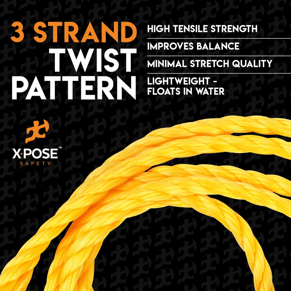 1200 ft Twisted Polypropylene Rope - 3/8" - Yellow Floating Poly Pro Cord