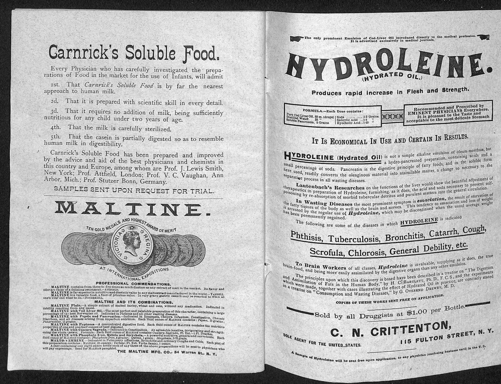 New York Pharmacal Association "Lactopeptine Medical Annual" 1889 32pp Scarce