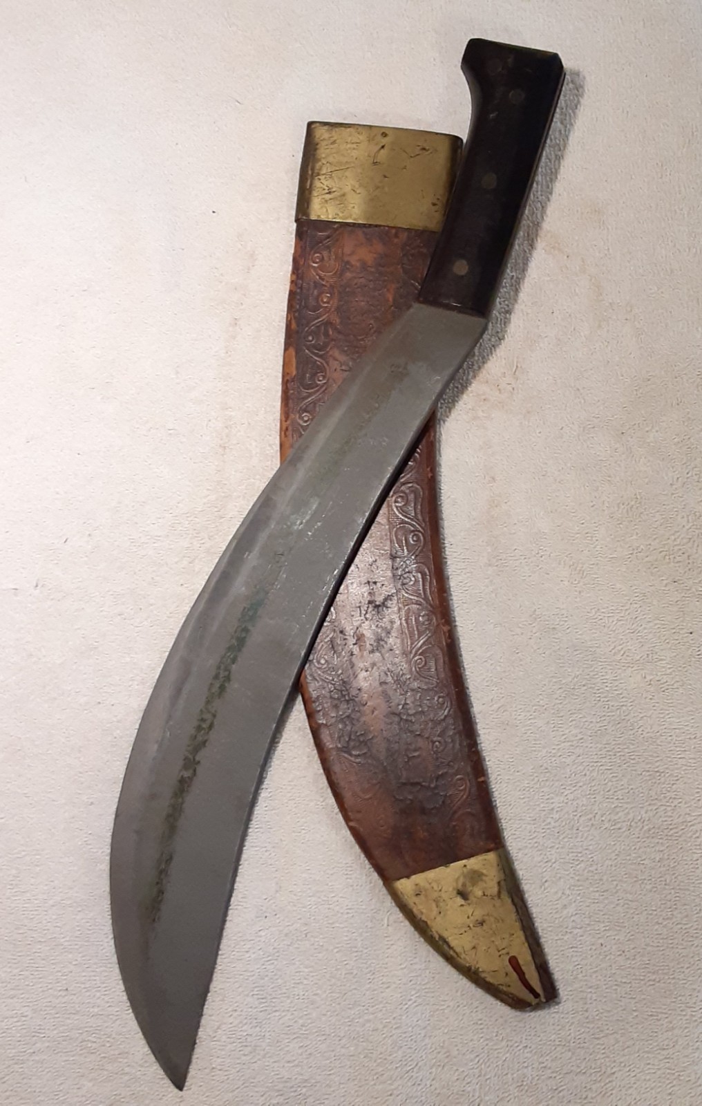 Vtg WWI Military 20" Collins 1005 Bolo Machete Knife W Leather Sheath