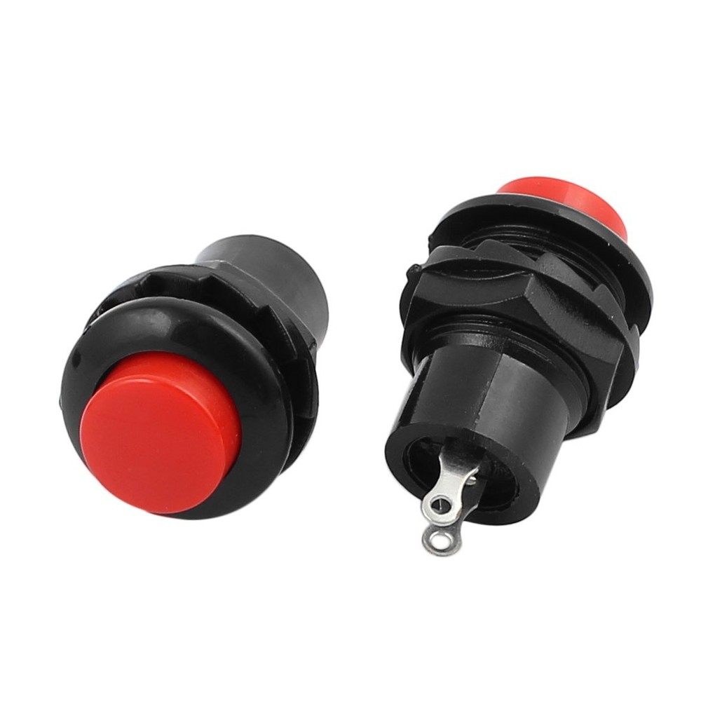 5pcs AC250V 3A 2 Terminal SPST On/Off MOMENTARY Push Button Switch RED