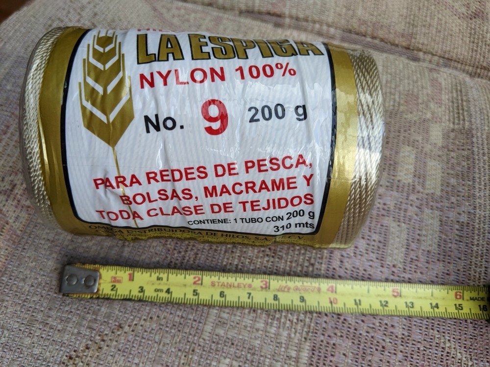La Espiga Nylon Thread Rope String Cord #9 Hilo 1 Spool 7oz Gold