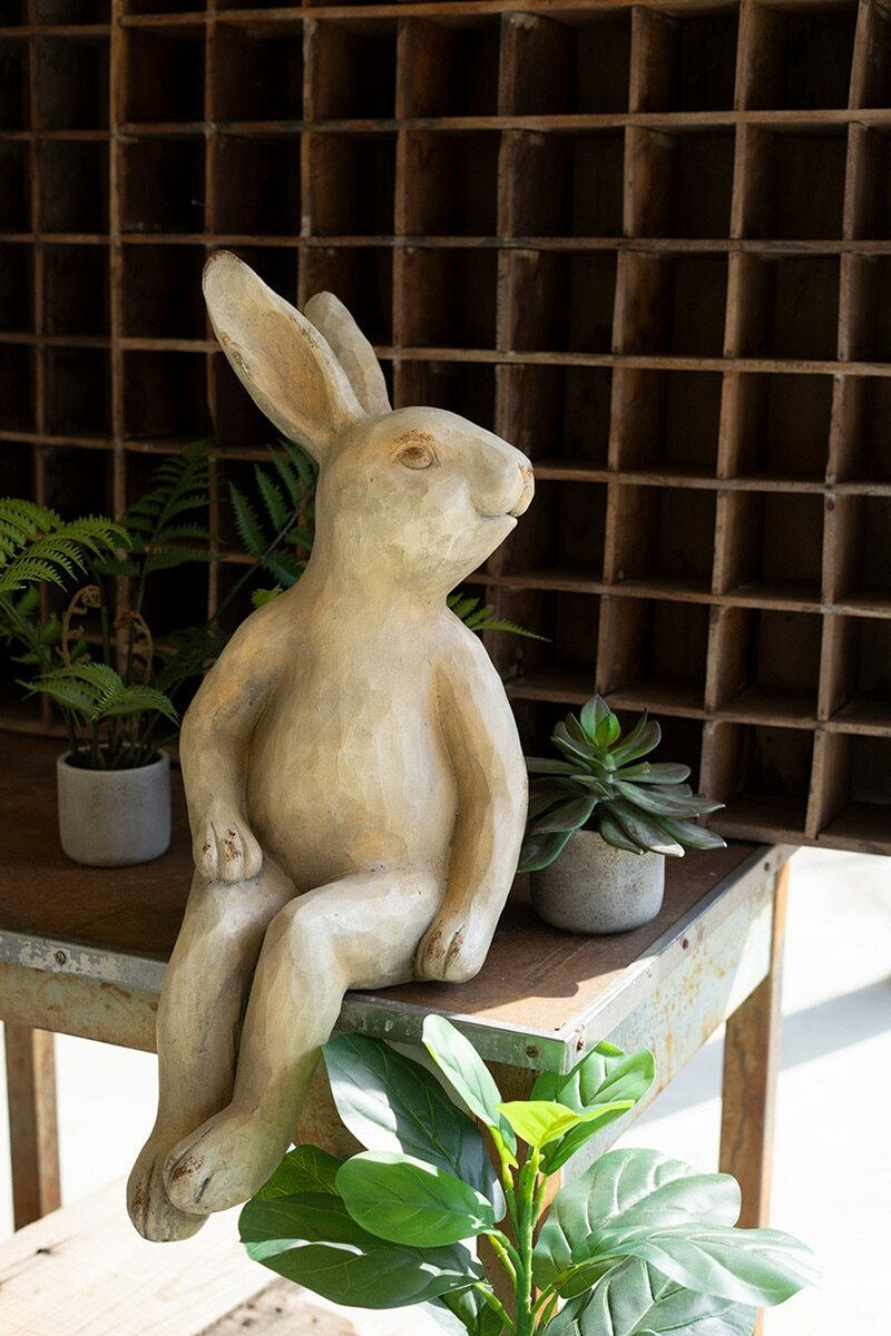 Sitting Bunny Rabbit Figurine Statue Shelf Sitter