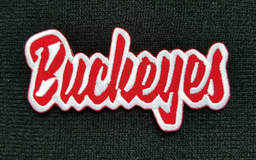 Ohio State Buckeyes Text Embroidered Applique Iron On Patch Many Sizes