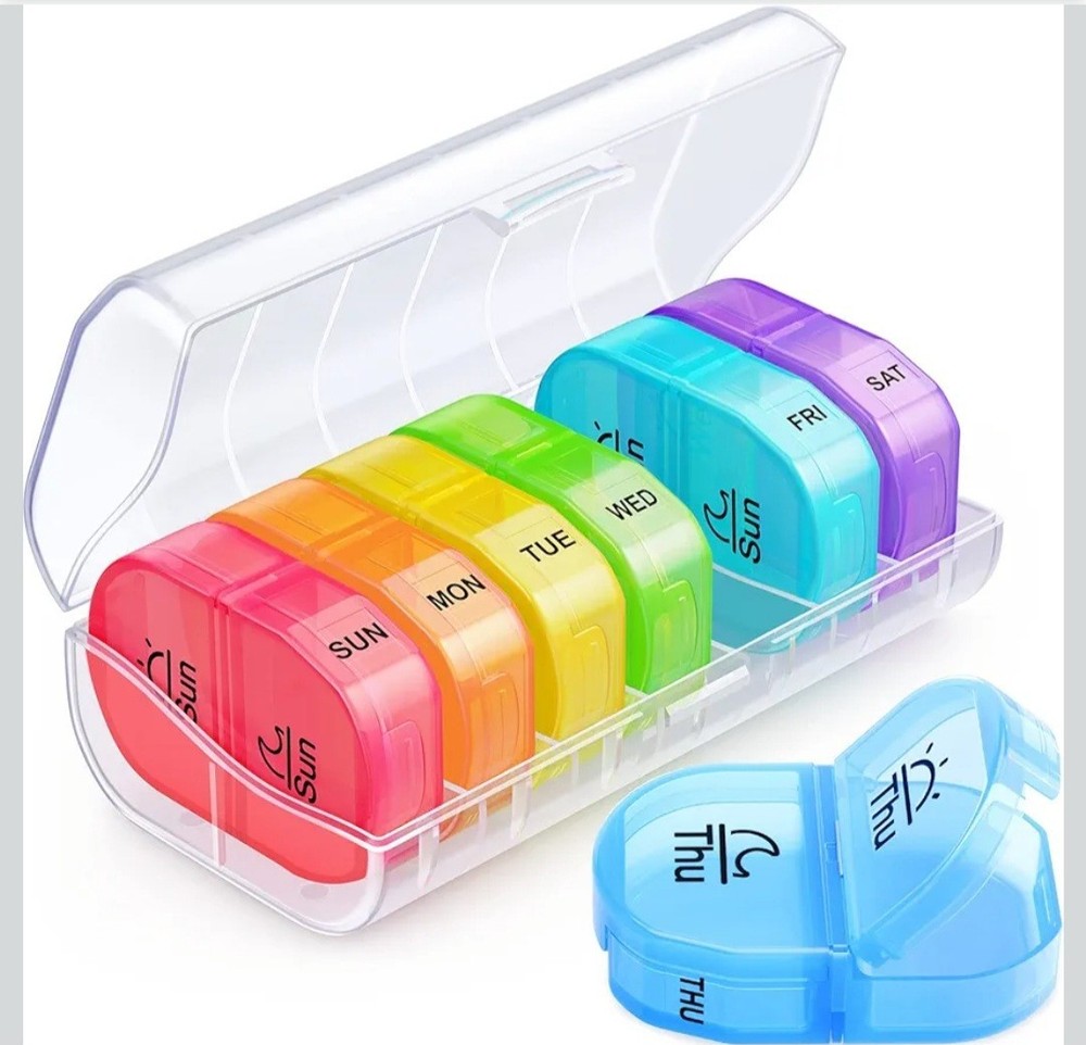 Multicolor  7 Day Am/pm Pill Case Organizer